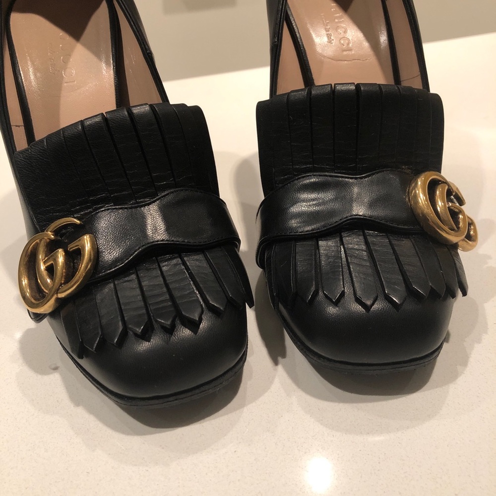 Authentic GUCCI double gold G Marmont loafer heel - Picture 7 of 8